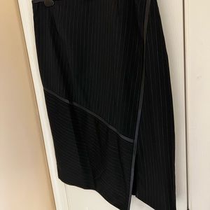 White House Black Market pin stripe fully lined skirt w/faux leather tri…